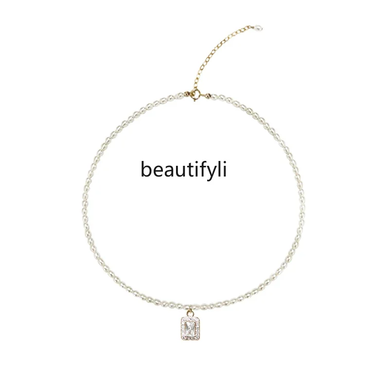 Natural freshwater pearl necklace Women's summer niche design sense Premium clavicle chain French temperament neck chain