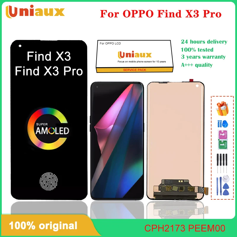 6.7'' Original Amoled For Oppo Find X3 Pro CPH2173 LCD Screen Display Touch Panel Digitizer For Oppo Find X3 PEEM00 Touch Screen