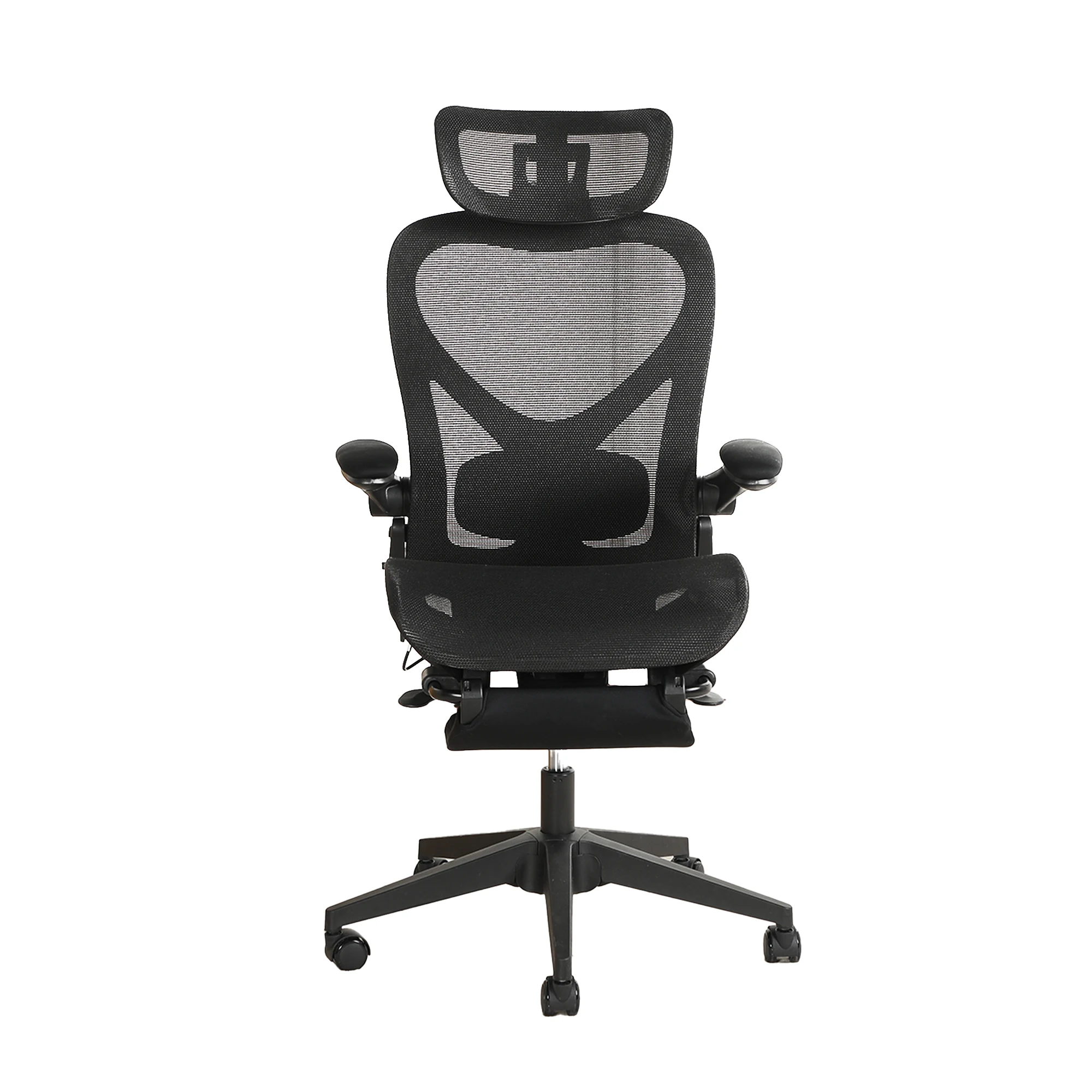 Chaise de bureau ergonomique pliable, petite chaise pliante carrée, soutien lombaire, coussin coulissant en maille intégrale, accoudoirs pliables, appuie-tête 3D, chaise de bureau avec repose-pieds