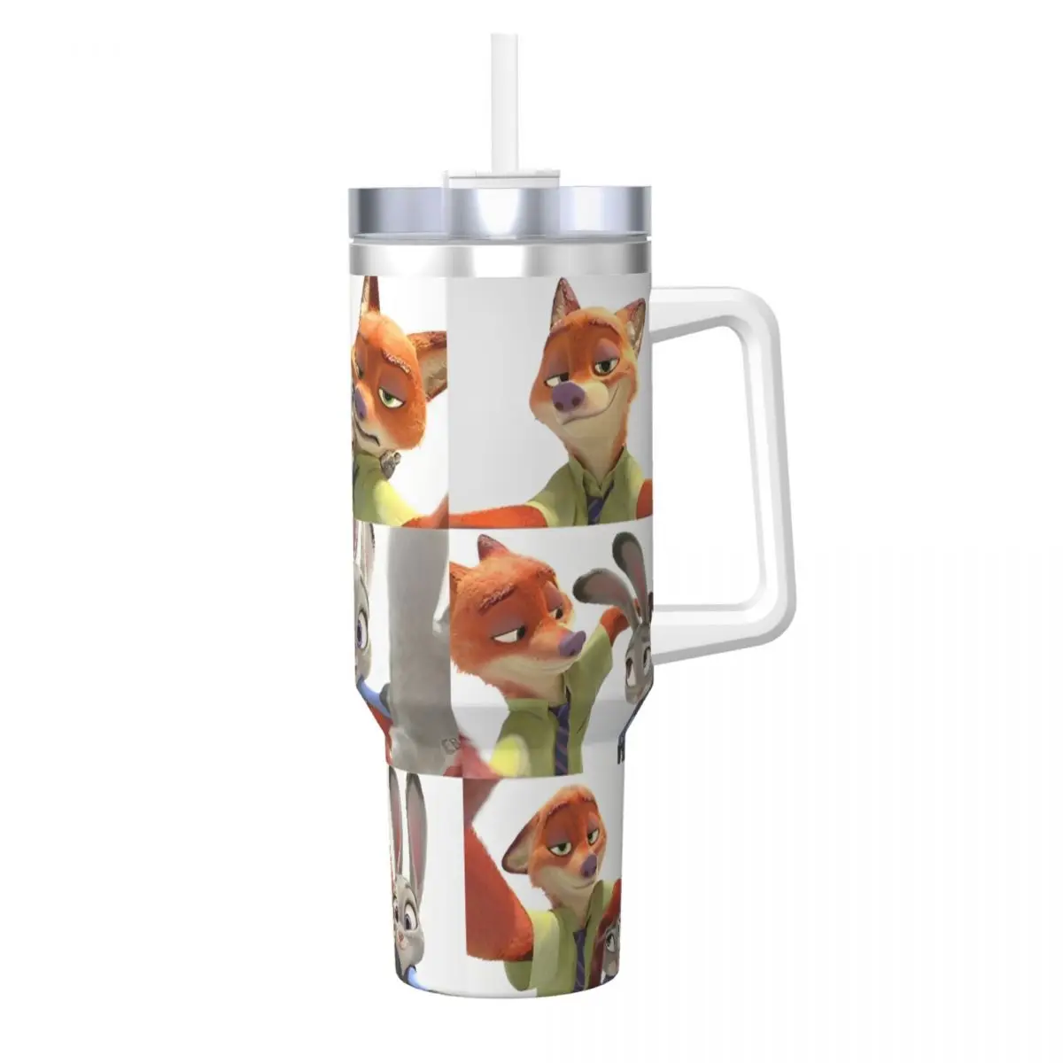 Stainless Steel Tumbler Zootopia Car Mugs With Straws Beach Cold Drink Water Bottle Keep Heat 40oz Coffee Mug