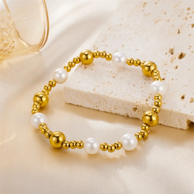 

New Ins Style Retro Pearl Gold-plated Beaded Bracelet Women's Fashion Romantic Jewelry