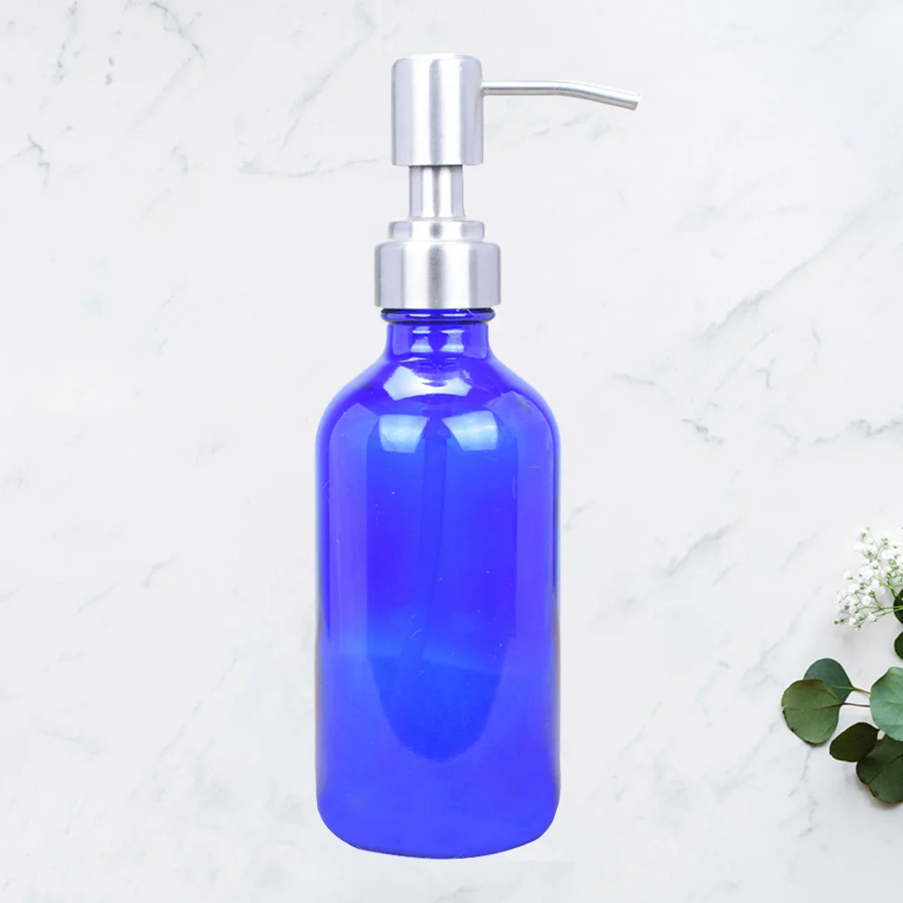 

230 Ml Bathroom Pump Containers Blue Shampoo Glass Bottle Toiletry Liquid Hand Soap