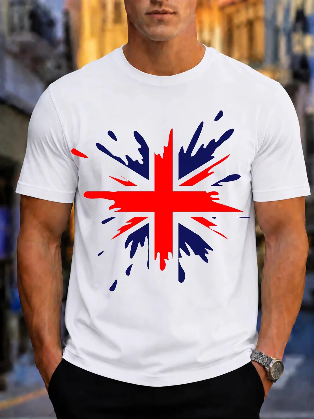 Union Jack Flag T Shirt British Grunge Splatter Vintage Washed Stretched Soft Designer Clothes Breathable Graphic Casual