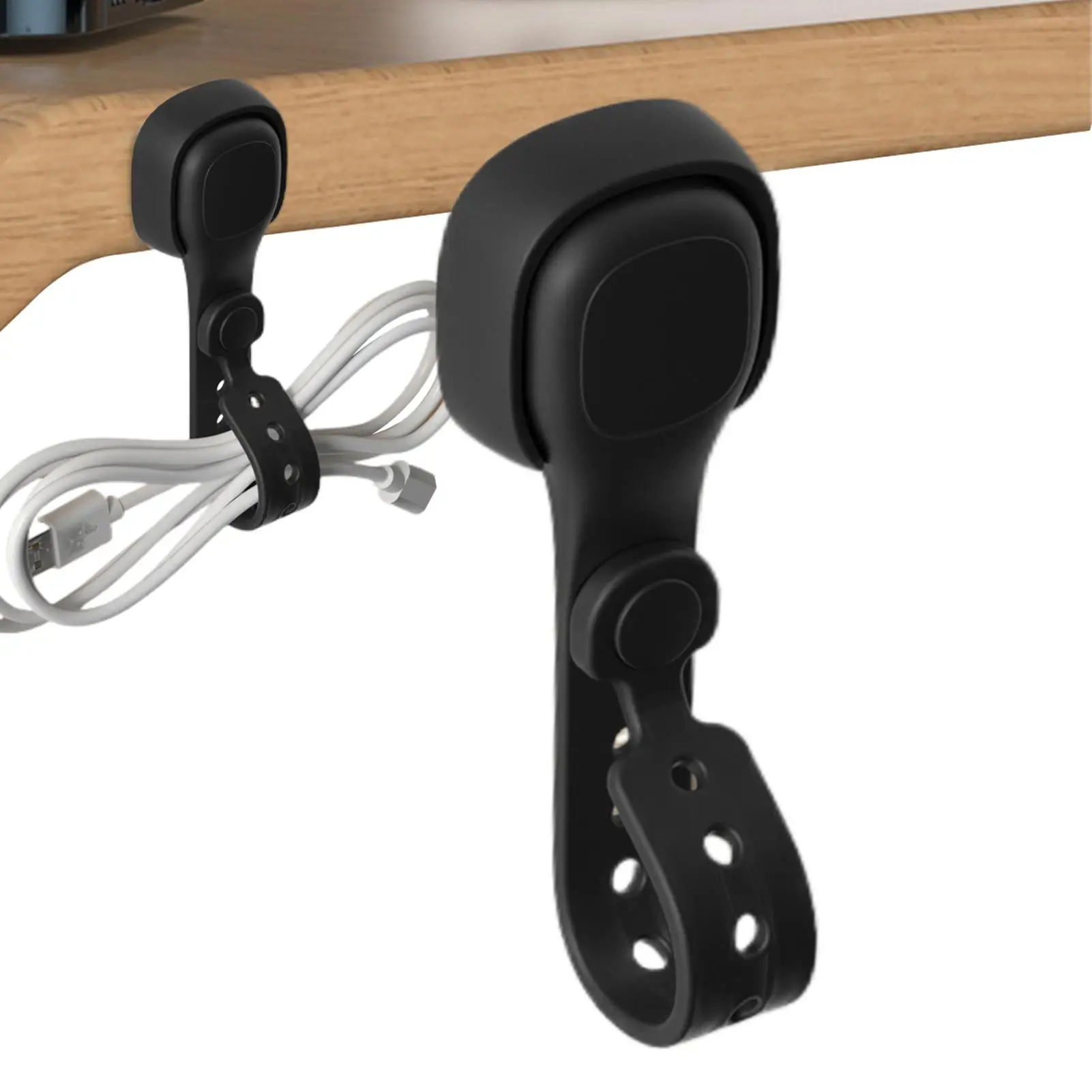 Magnetic Silicone Cable Ties Reusable Elastic Wire Organizer Wraps, Multi-Purpose Cord Holder with Buckle Holes for Home Office