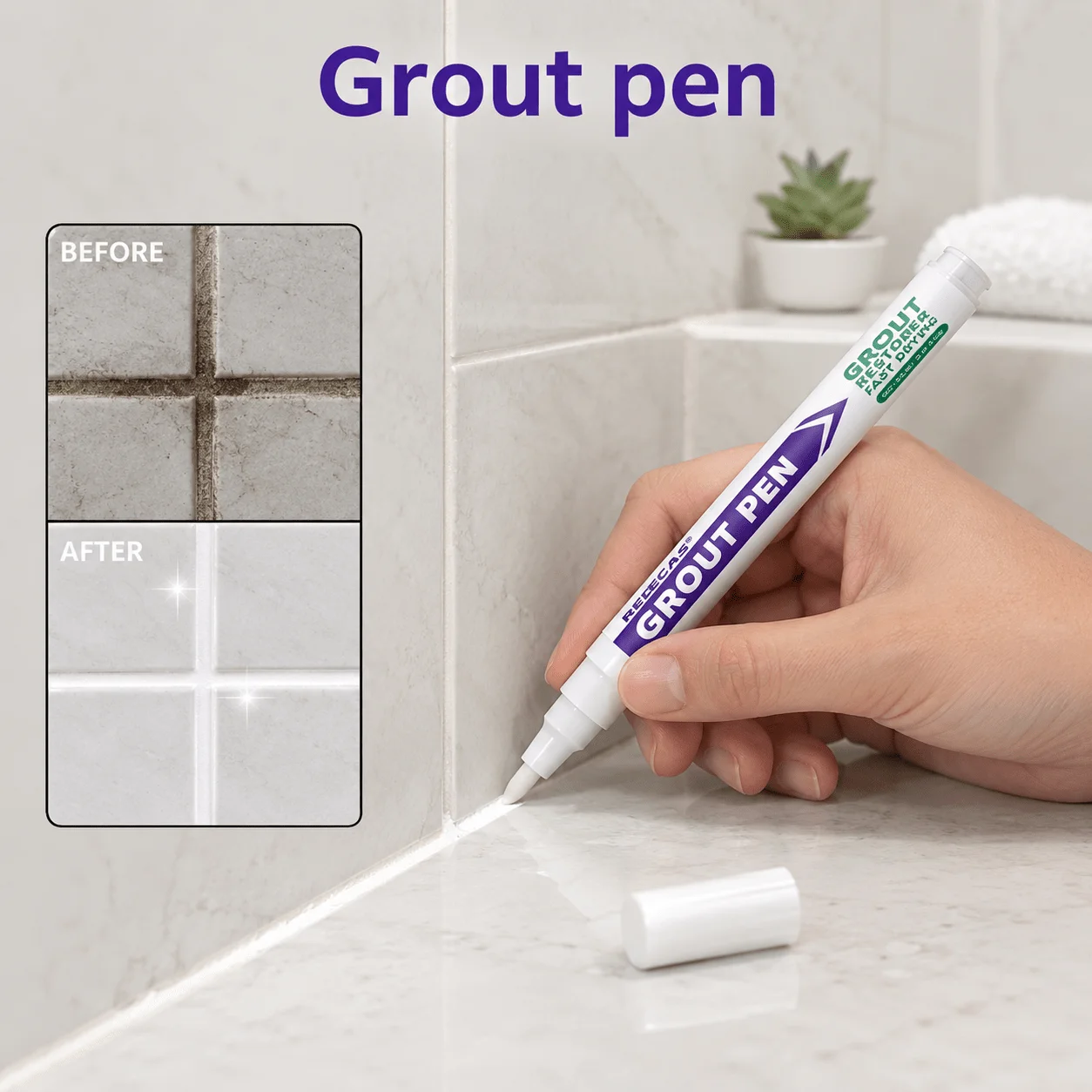 Waterproof Tile Grout Filler Pen, Fast Dry Sealer, Cover Black Yellow Grout Stains, Tile Toilet Sink Baseboard Gap Repair