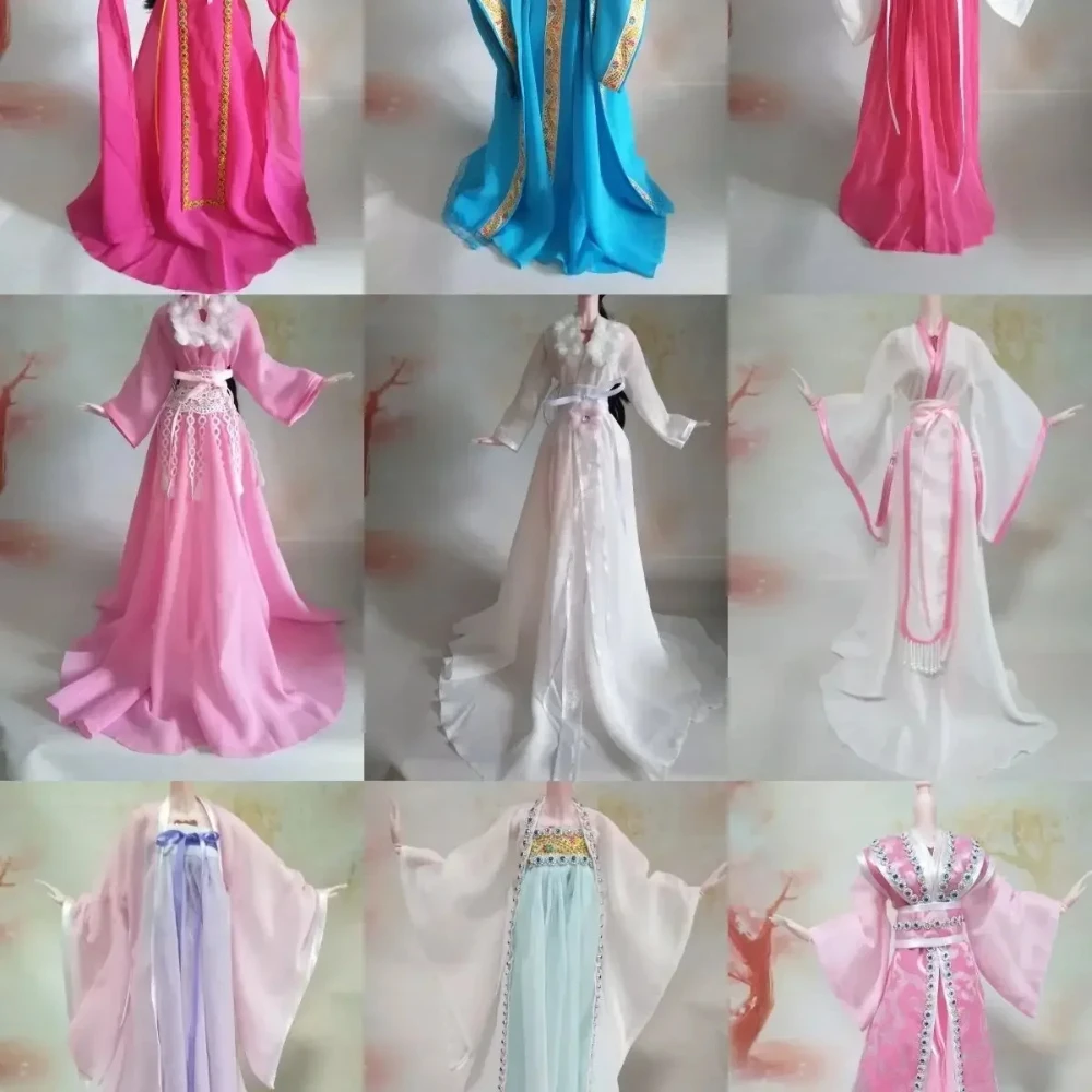 60cm Doll's Clothes for 1/3 Bjd Doll Ancient Hanfu Beautiful Dress Diy Girl Toy Birthday Gift Dress Up Doll Accessories, No Doll