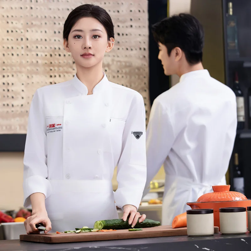 

Двубортная униформа повара для кондитерской, с длинными рукавами, для ресторана и кухни, с логотипом