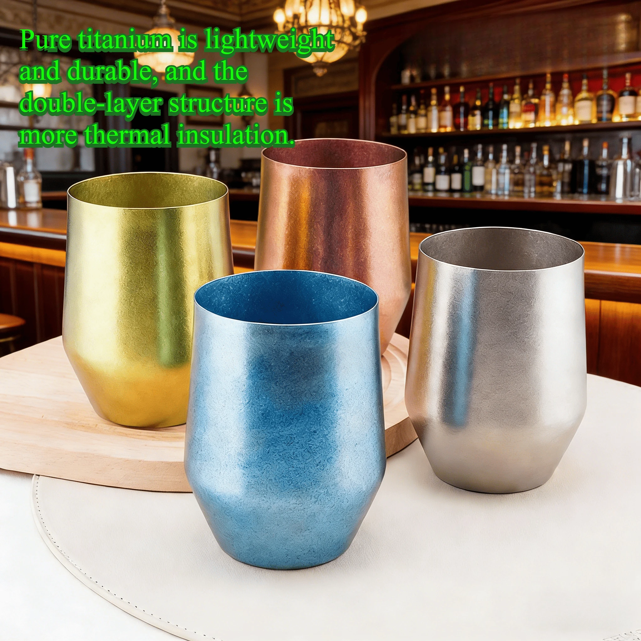 

100% Pure Titanium Beer Cup Ultralight Portable Outdoor Camping Mug Heat Cold Resistant BPA-Free