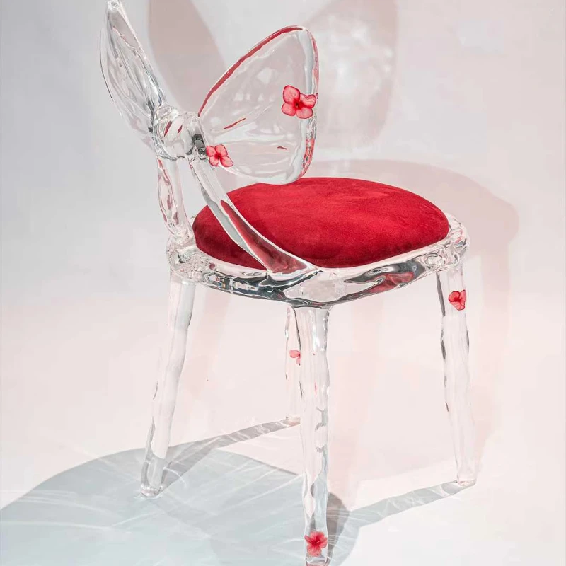 

Transparent platinum crystal art modeling dining chair negotiation single chair