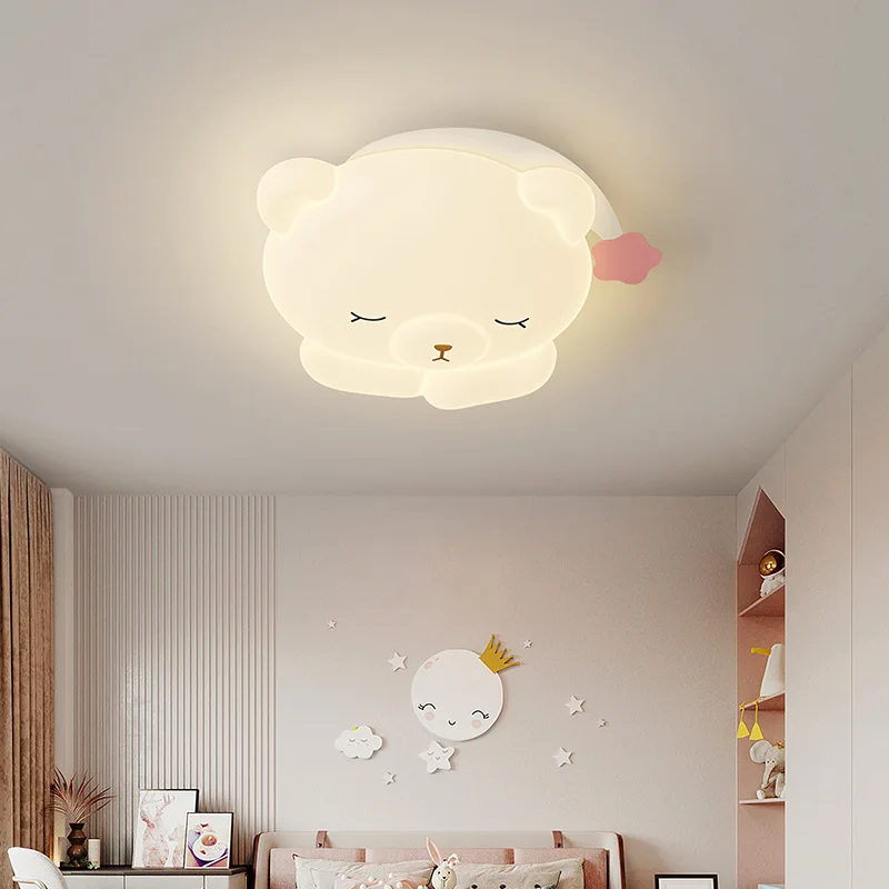 Cute Nightcap Bear Lamp Children\'s Room Ceiling Lamps Romantic Warm Baby Room Boy Girl Bedroom Ceiling Lights Cartoon Room Decor