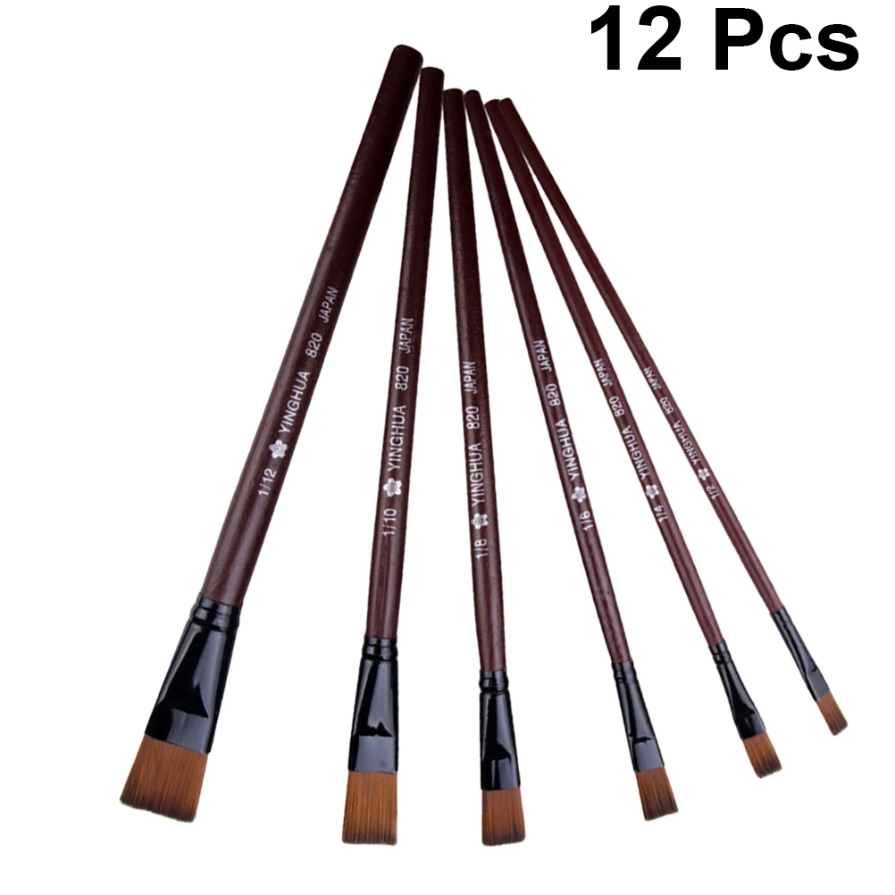 

12pcs Painting Brush Set Durable Lightweight Nylon Hair for Watercolor Oil Kids Craft Portable Set