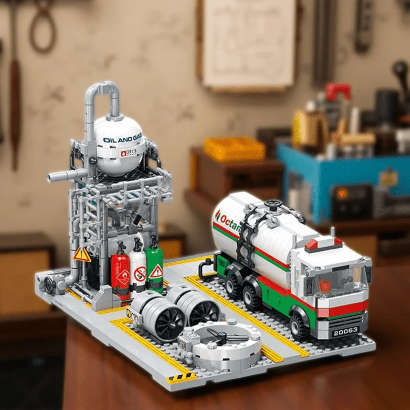 

Natural gas transport station building block set, Christmas gift splicing birthday gift high difficulty home decoration