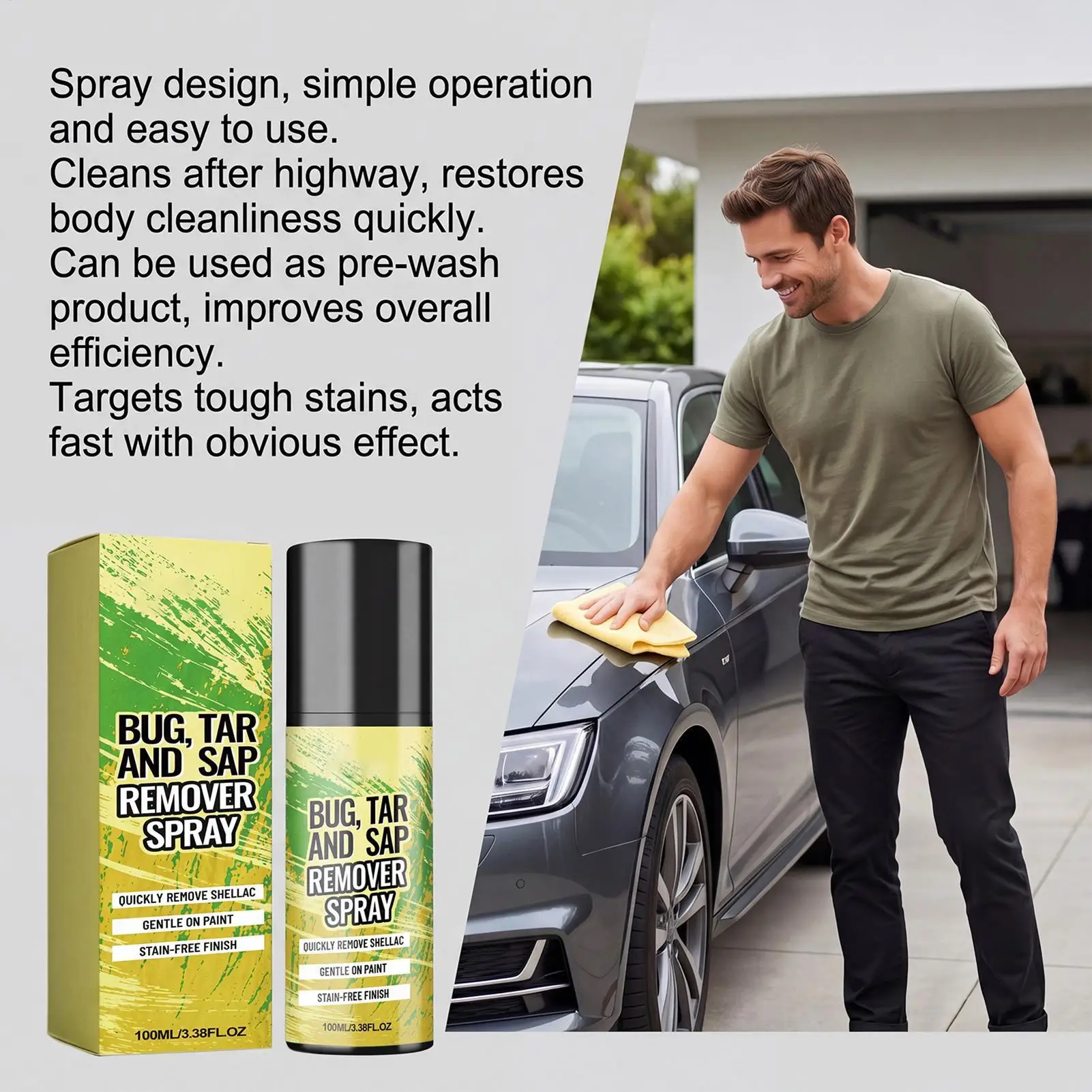 Car Tree Sap Remover 100ml Bug Tar Residues Cleaner Spray Safe For Auto Paint Fast Dissolve No Scrub Bird Dropping Remover
