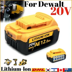 12000mAh Original DCB200 20V Lithium Replacement Battery For Dewalt 18V DCB184 DCB200 DCB182 DCB180 DCB181 DCB182 DCB201 DCB206