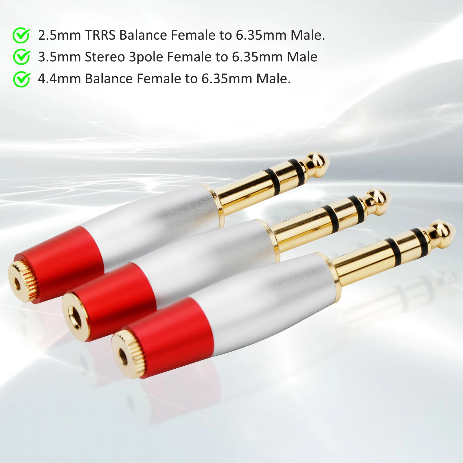 2.5/3.5/4.4 مللي متر أنثى إلى 6.35 مللي متر ذكر سماعة رأس ستيريو محول الصوت ميكروفون موصل لتطبيقات الصوت HiFi