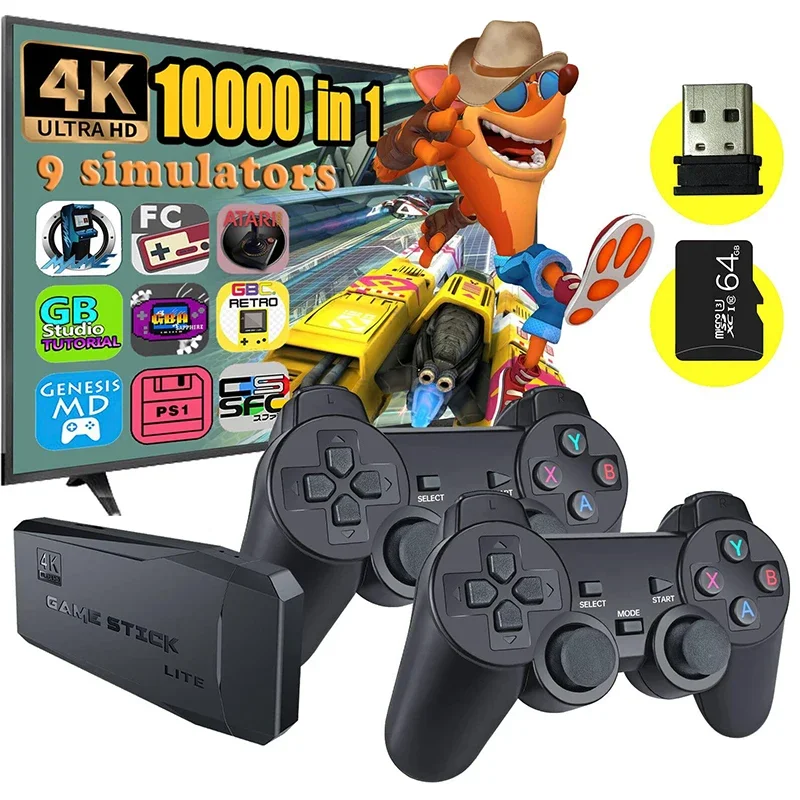 

M8 Video Game Consoles 4K 2.4G Double Wireless 10000 Games 64G Retro Classic Gaming Gamepads TV Family Controller For PS1/GBA/MD