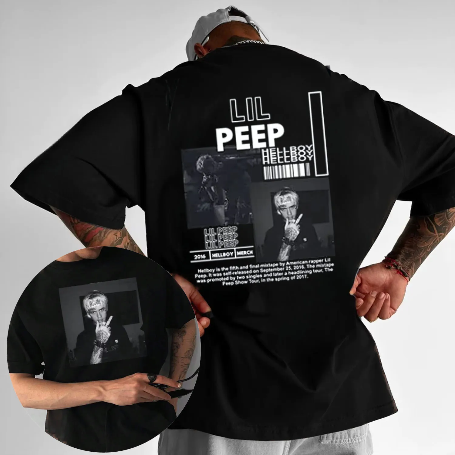 2025 الصيف مغني الراب ليل اللمحة تي شيرت Hellboy صرخة الطفل الهيب هوب الجرافيك الرجال تي شيرت نقي الهيب هوب الشارع عادية فضفاض تي شيرت