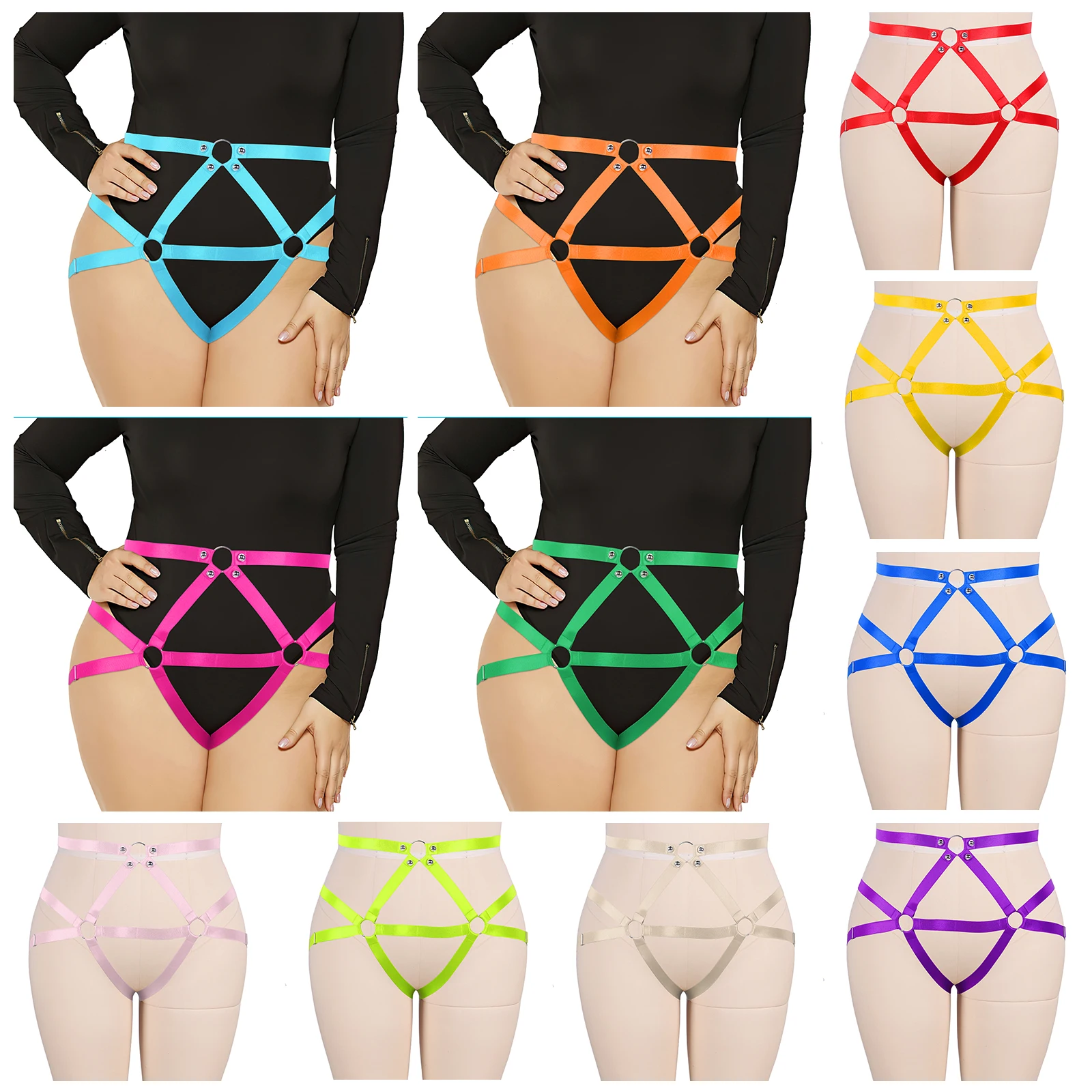 

Belts For Women Harness Punk Sexy Plus Size Lingerie Goth Stockings Garter Cage Bands Thigh Adjust Suspender Body Fashion Waist