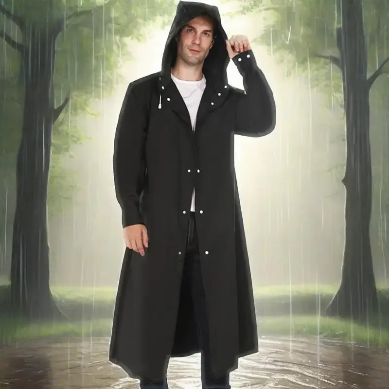

Eva Windbreaker Raincoat Outdoor One-Piece Extra Long Thick Black and White Rain Gear for Men and Women