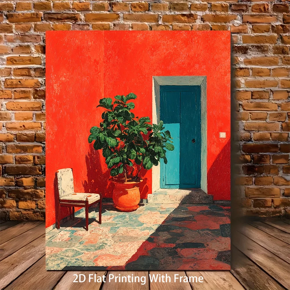 (No frame)2D Flat, 2D Flat, 1pc Canvas Wall Art, Henri Matisse 'The Red Room (Harmony in Red)' Framed Wall Art - Modern Abstr
