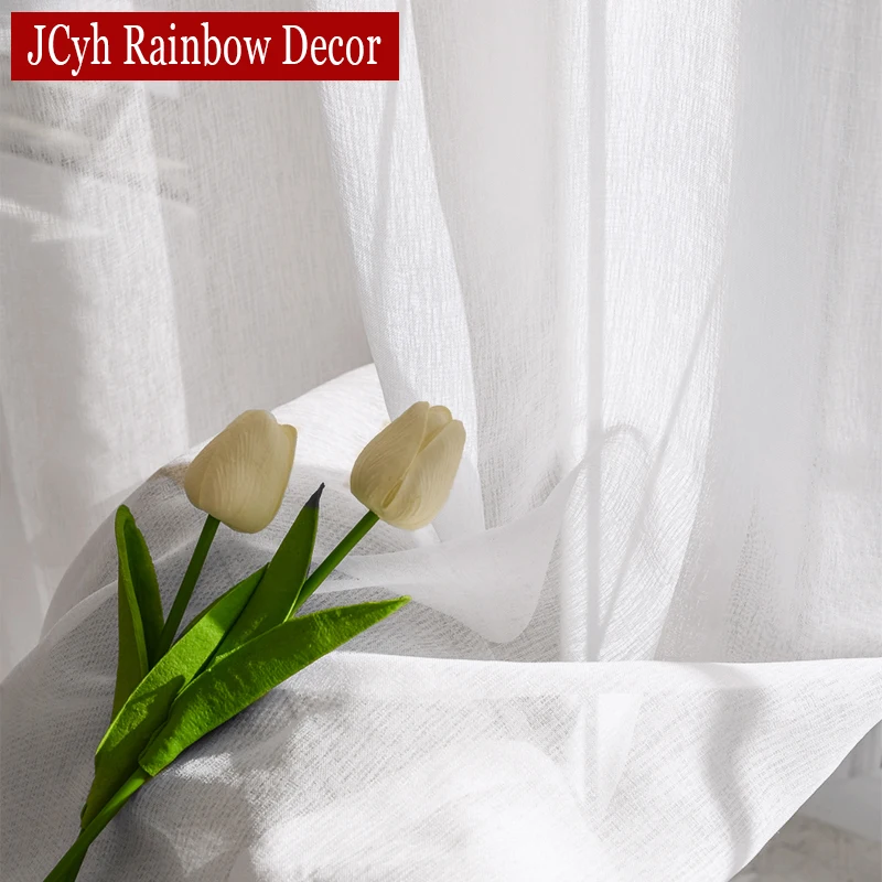 Tende trasparenti moderne in tulle bianco per soggiorno, tende in voile trasparente per finestre, Rideaux pronti, decorazioni per matrimoni domestici