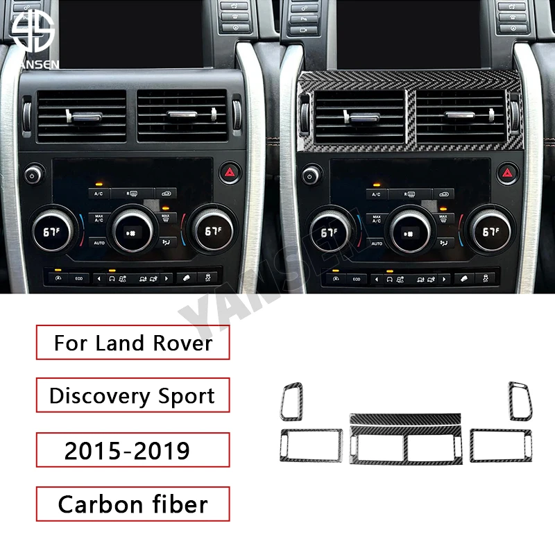 

Carbon Fiber Material Central Air Outlet Stickers For Land Rover Discovery Sport 2015-2019 Styling Accessories