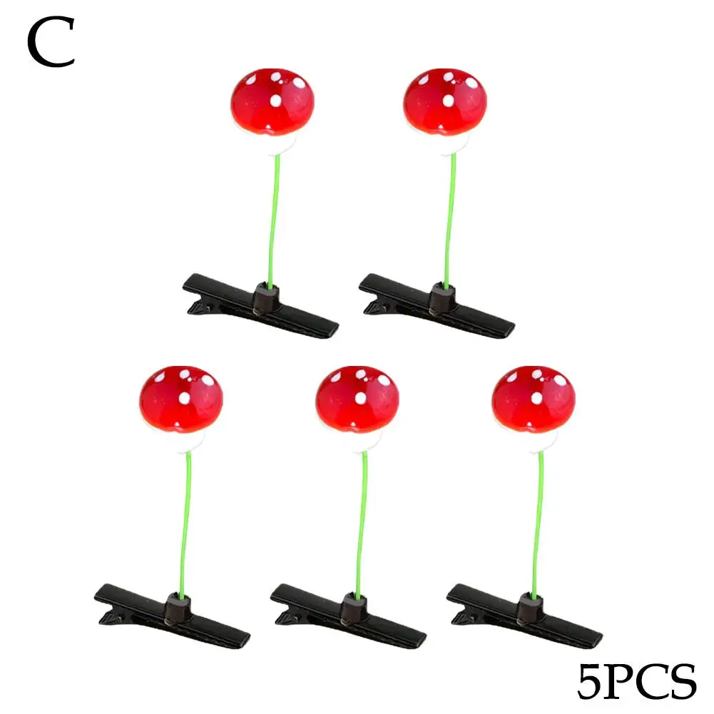 5Pcs Mini Bean Sprout Hair Grips Kids Sweet Girls Plant Grass Hairpin Printing Hair Clips Claw Kids Hairpins Hair Styling Tool