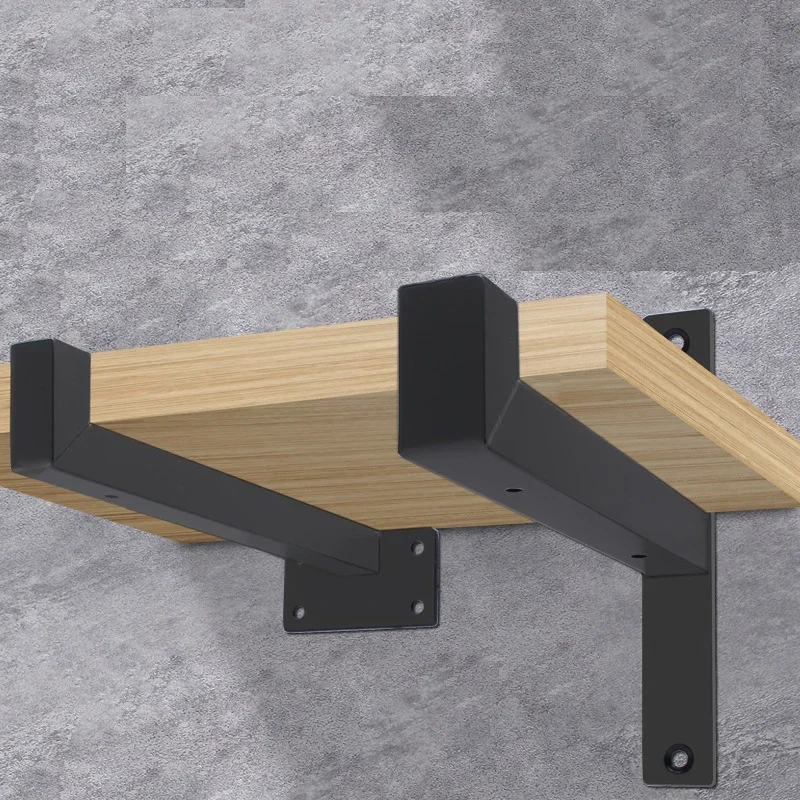 2PCS Black Wall Mounted Single Layer Board Wrought Iron Bracket Metal Wooden Partition Board Support Furniture Shelf Brackets