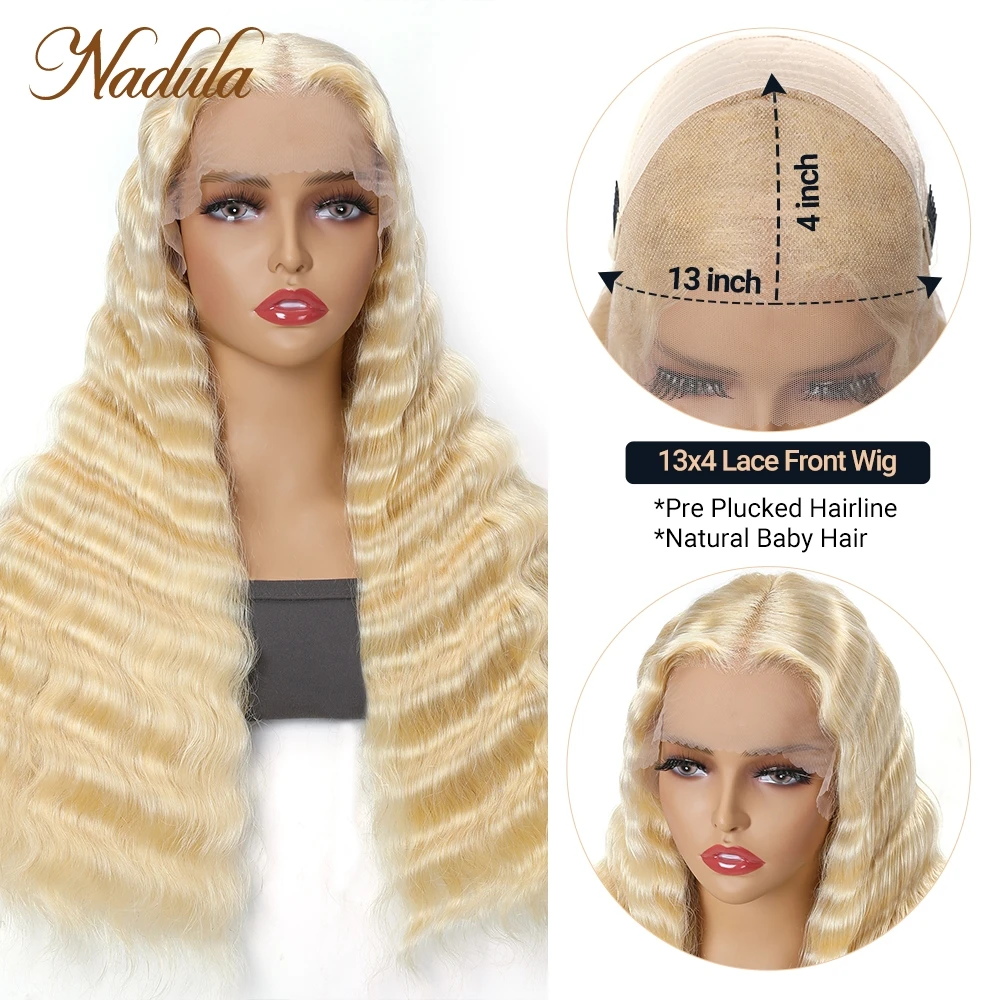 Nadula Hair Deep Wave 613 parrucca anteriore in pizzo di colore biondo Pre-pizzicato 13x4 parrucche frontali in pizzo trasparente parrucche per