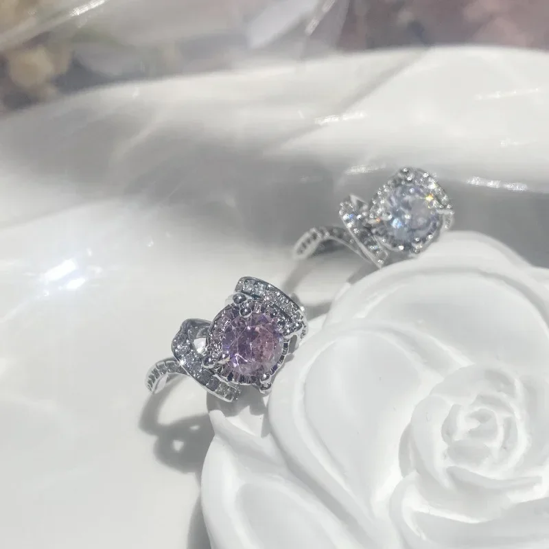 MDLFES Mo!ssan Diamant Style Original Nexus Niche Verrouillage Bague Diamant Femme Plaqué Or 18K Radiant 2.0 Ct Rose