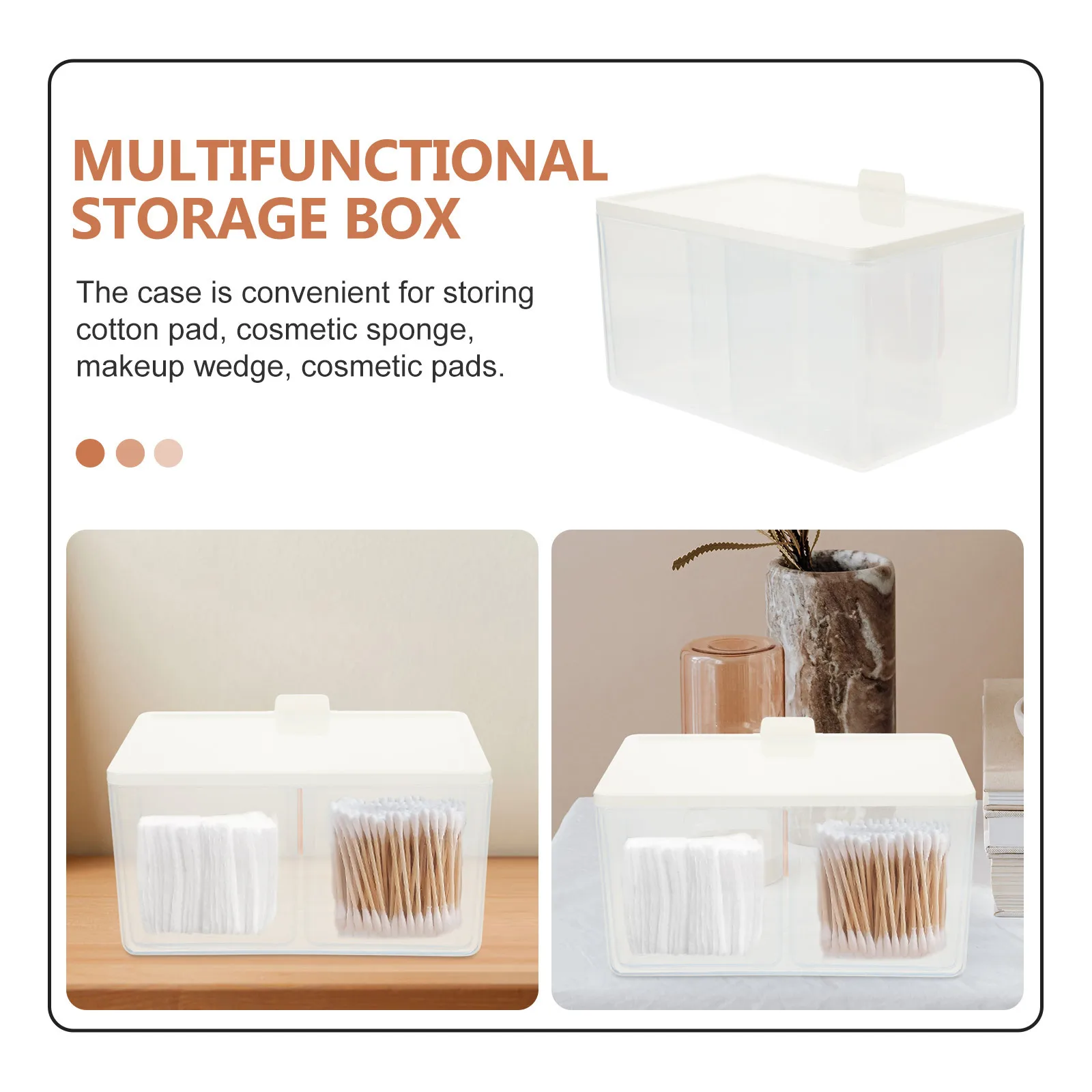 

1Set Waterproof Cotton Swab Storage Case Separate Box Protective Lid Cotton Pad Holder Smooth Edges Multipurpose Vanity