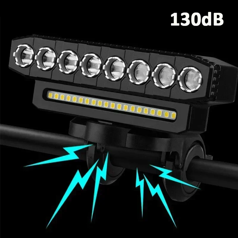 Bicycle Light 8LED USB Rechargeable Front Lamp Type-C MTB Mountain Bike Light 4000mAh Headlight Scooter Cycling Flashlight Lamp