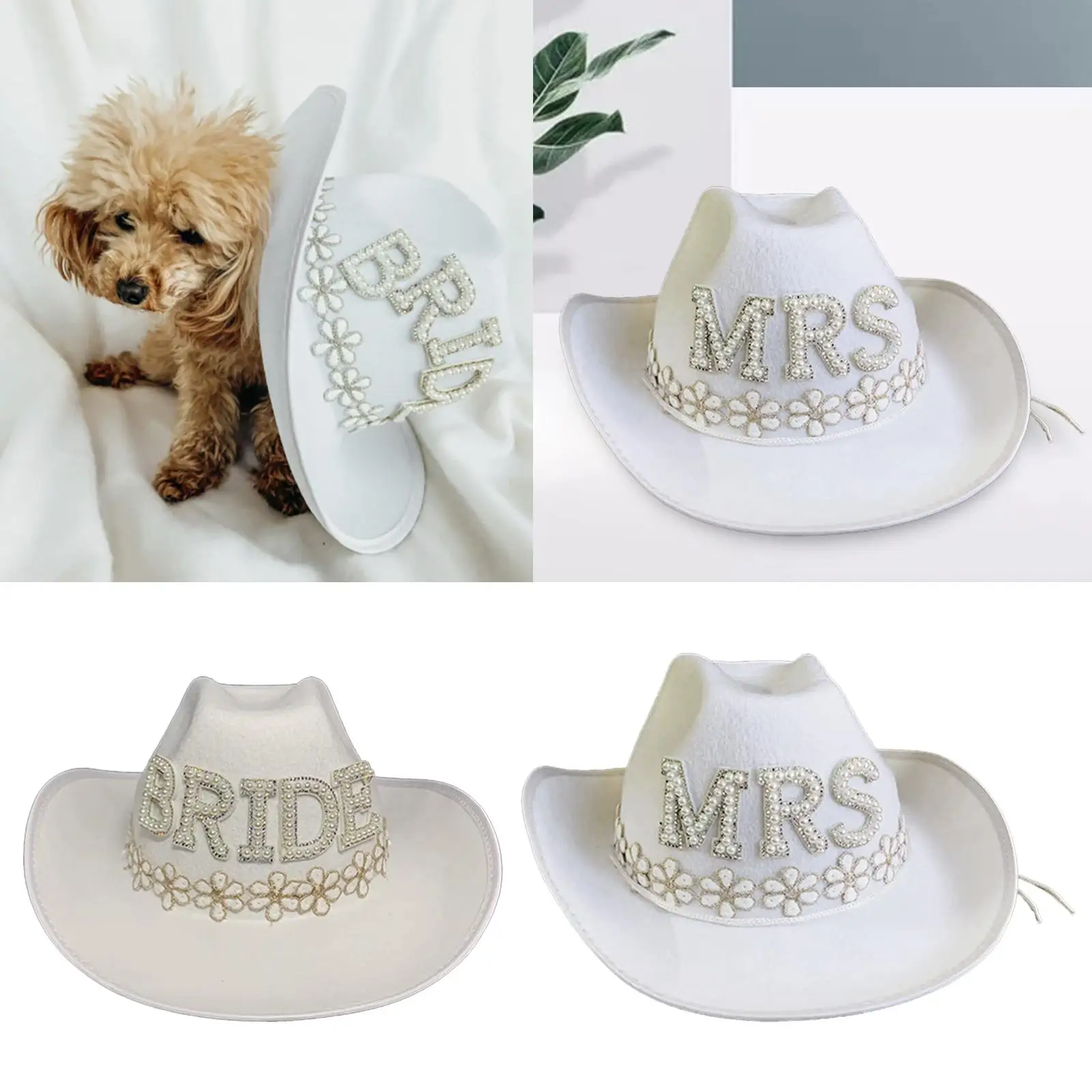 Wedding Bride Hat Women Cowboy Hat for Outdoor Dress up Holiday Costume
