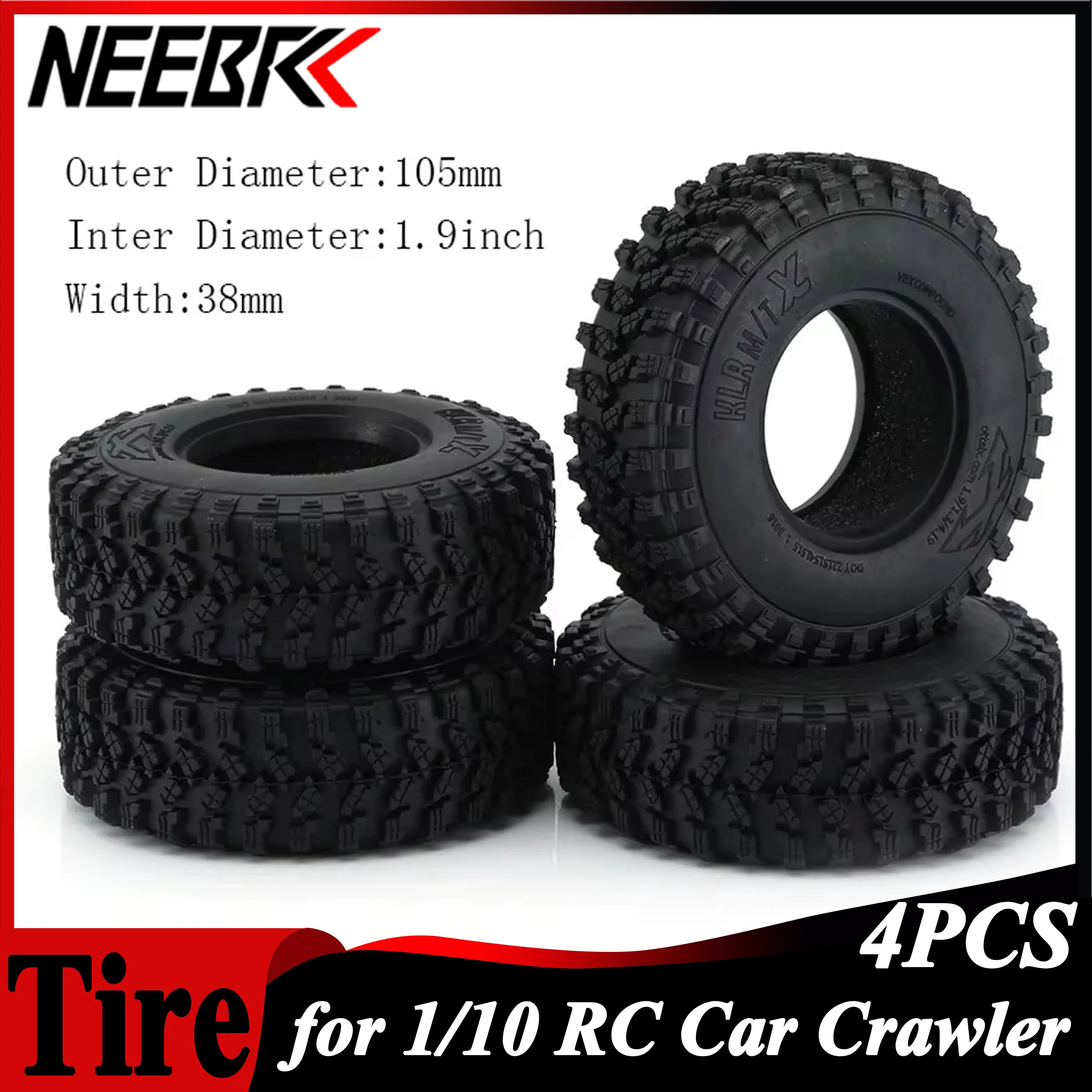 

4PCS NEEBRC 1.9 Inch Tires Set Tyre for 1/10 RC Car Crawler Rubber Tire Rim Traxxas Slash 4x4 Trx4 Upgrade Parts Accessories