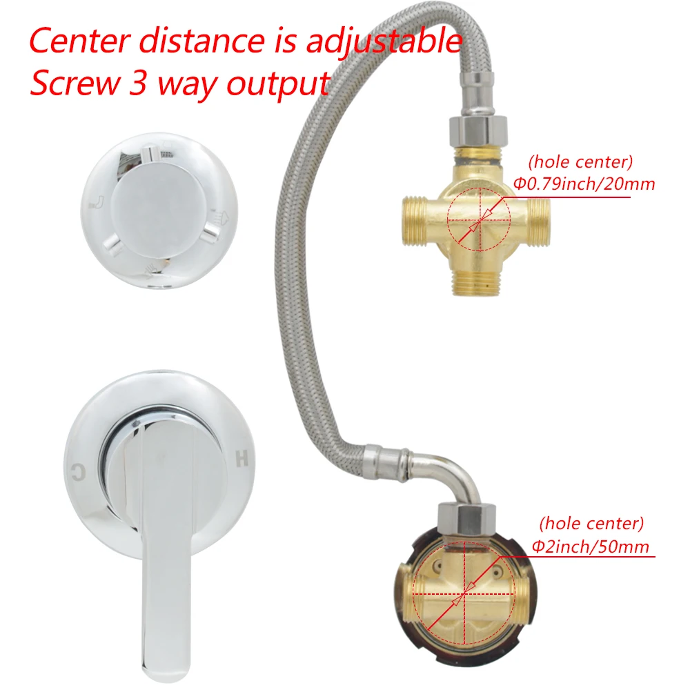 3 Way Water Output Shower Mixer Faucet Tap Cabinet Panel Enclosure Crane Screw Thread Valve Steam Sauna Screen Brass Bath Room