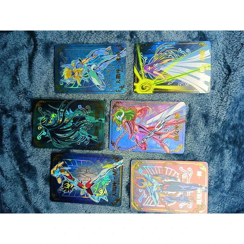 6Pcs/set Saint Seiya Seiya Shiryu Saori Kido DIY Homemade Flash Card Christmas Birthday Gift Game Toys Collection Card