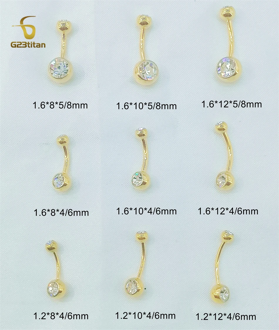 Simple Zircon Titanium Belly Button Ring 16G 14G Curved Barbell Anti allergic Navel Piercing Jewelry Women Men Body Accessories