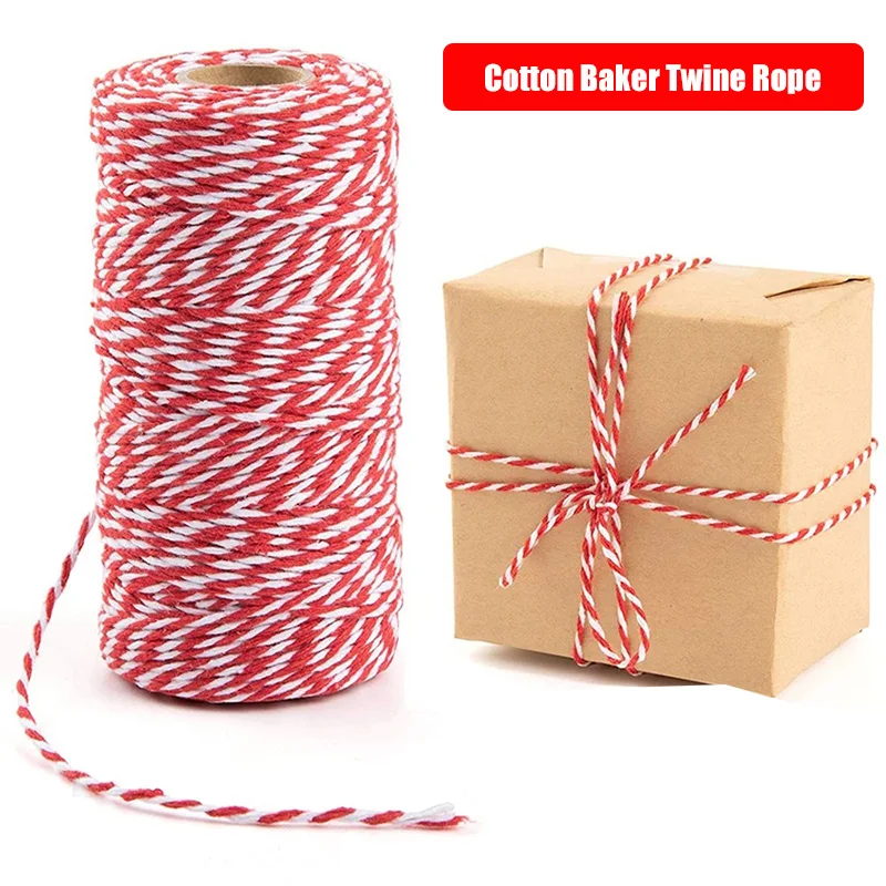 100Meter/Roll Cotton Baker Twine Rope Cord Christmas Wedding Decoration Gift Packaging String DIY Gift Crafts Wrap 2MM