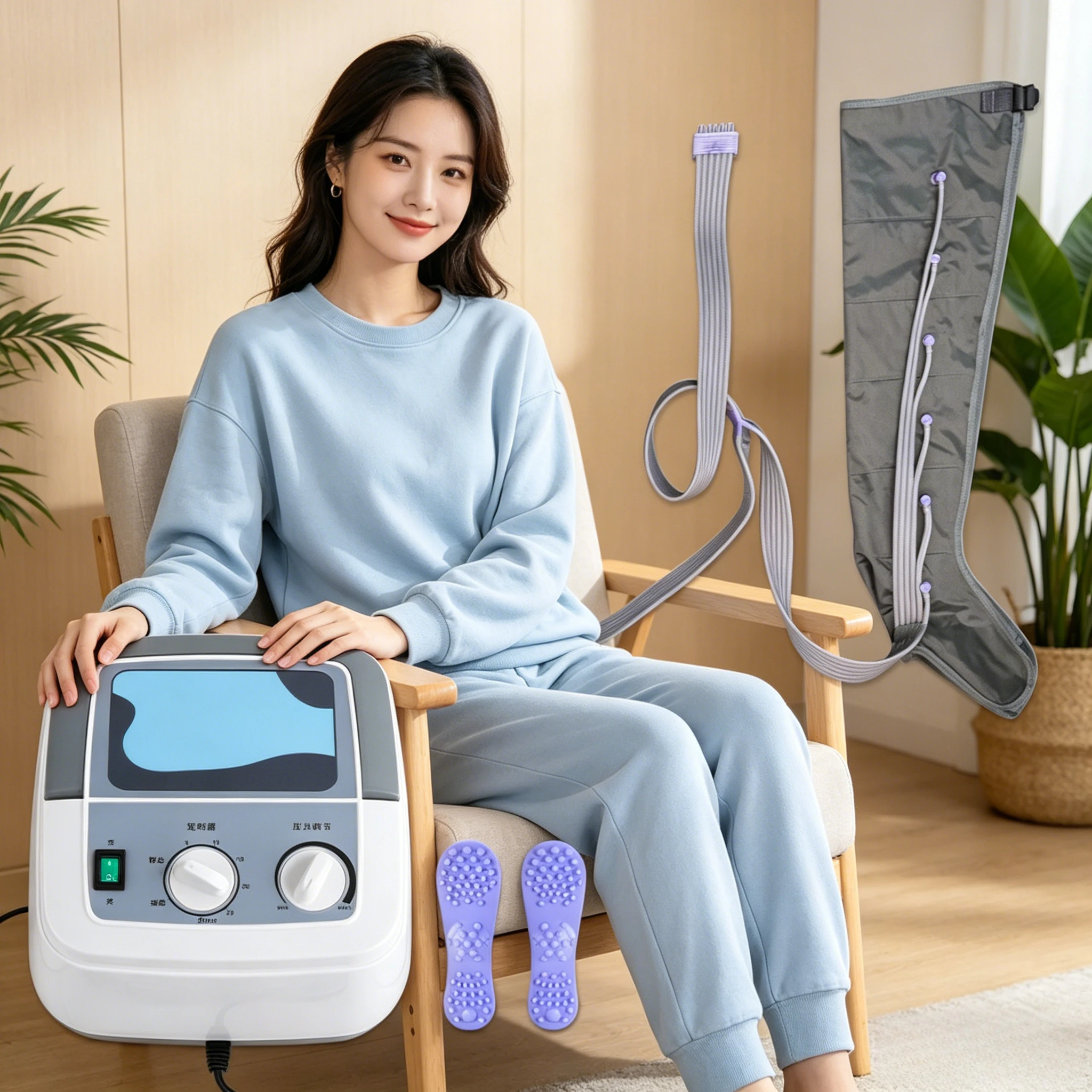 6 Section Massage Tool Electric Air Compression Leg Massager Waist Arm Leg Wraps Foot Ankles Calf Massage Machine Promote Blood