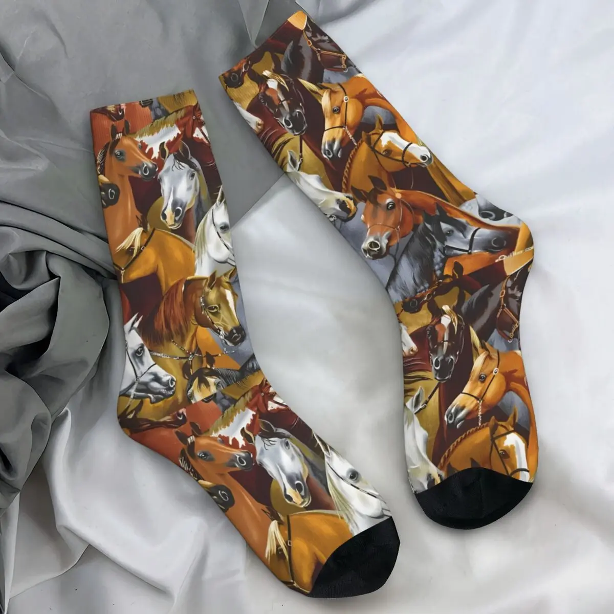 

Картина маслом, чулки с дикой лошадью, забавные носки с графикой, осенние нескользящие носки, мужские дышащие носки унисекс для спорта на открытом воздухе