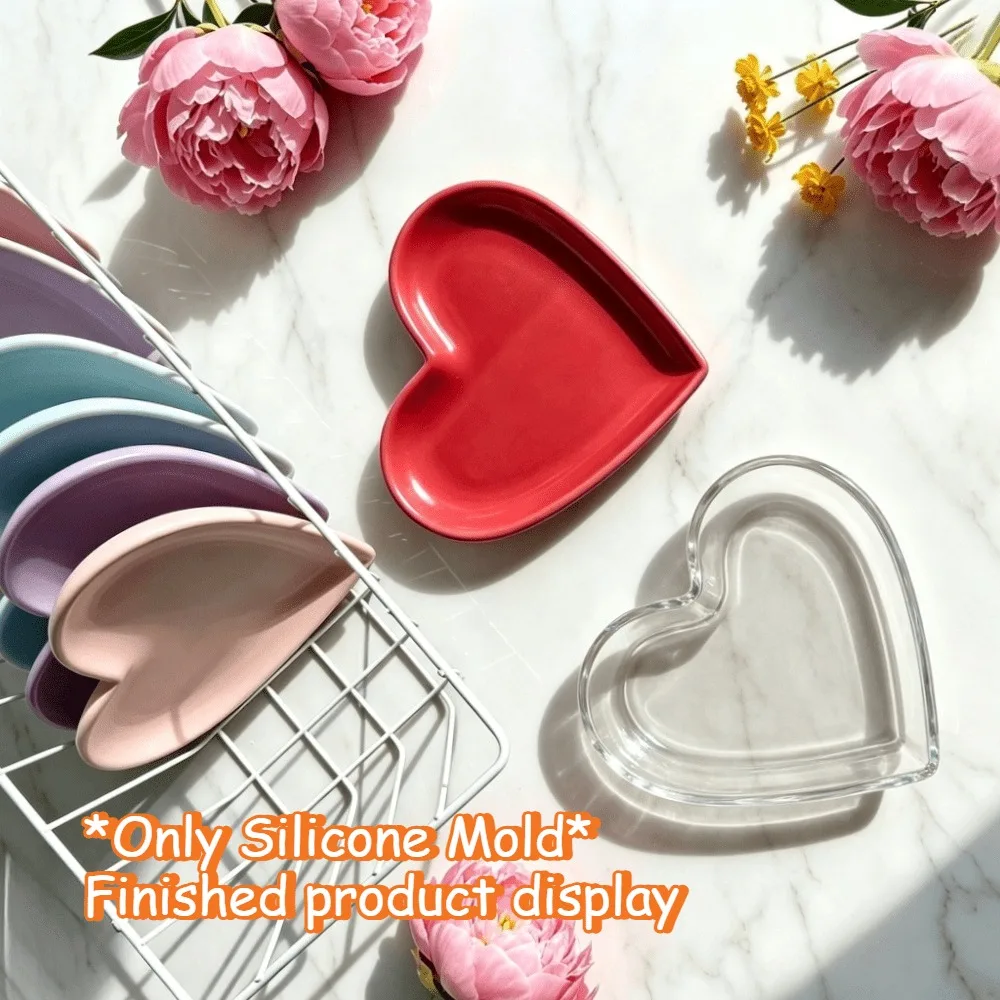 Heart  Storage Tray Silicone Mould, Epoxy Gypsum Casting Mold for Jewelry Holder, DIY Desktop Ornament Handmade Craft Supplies
