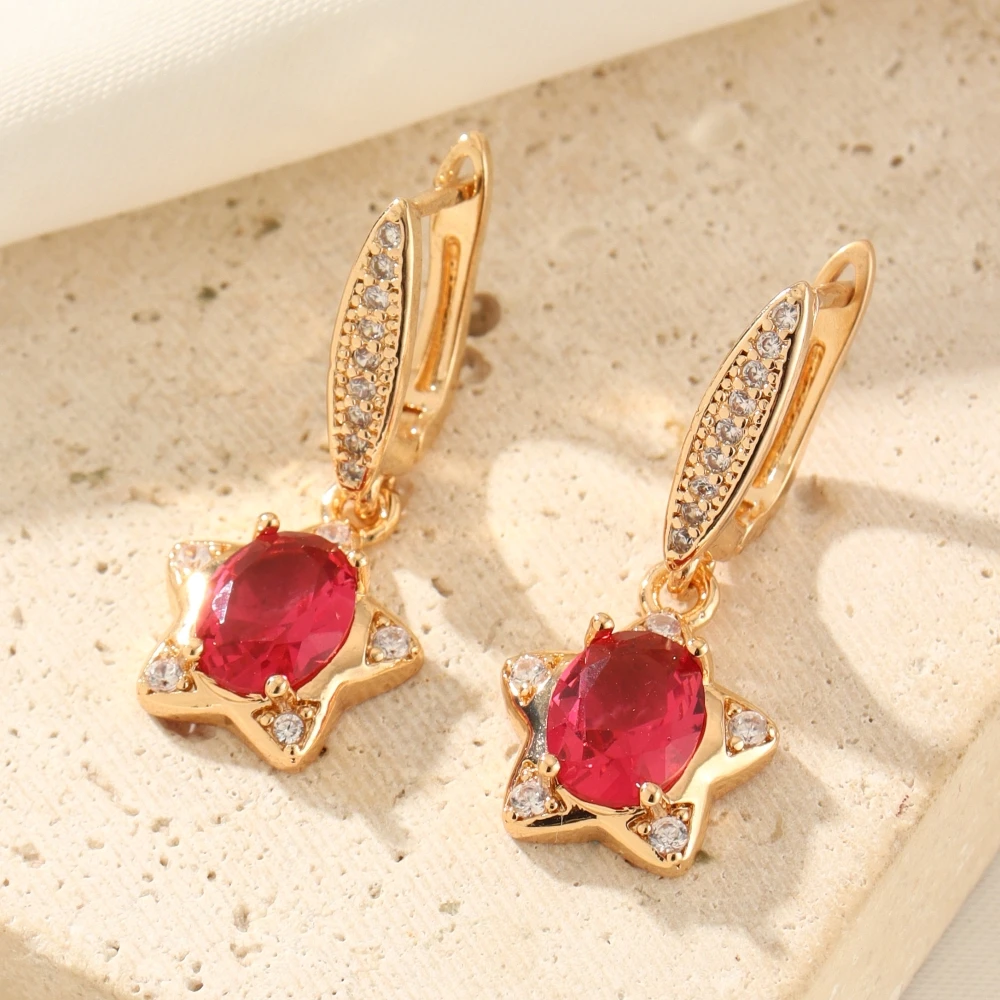 Висячие серьги в форме звезды для женщин, новинка 2025 года, серьги-капли с золотым цирконием, женские ювелирные аксессуары для свадебной вечеринки