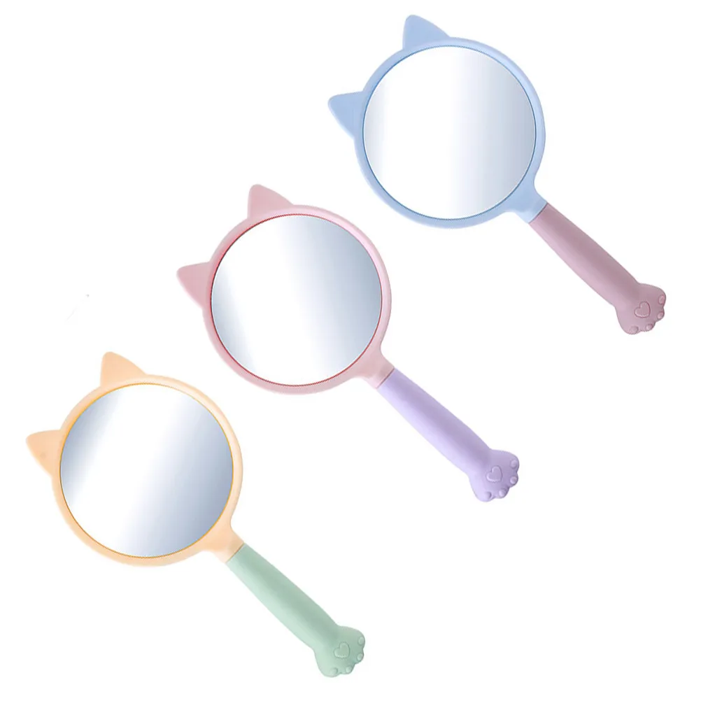 3Pcs Cat Claw Handheld Beauty Mirrors High Clarity Reflective Surface Compact Design for Travel Makeup Grooming Eyebrow Shaping