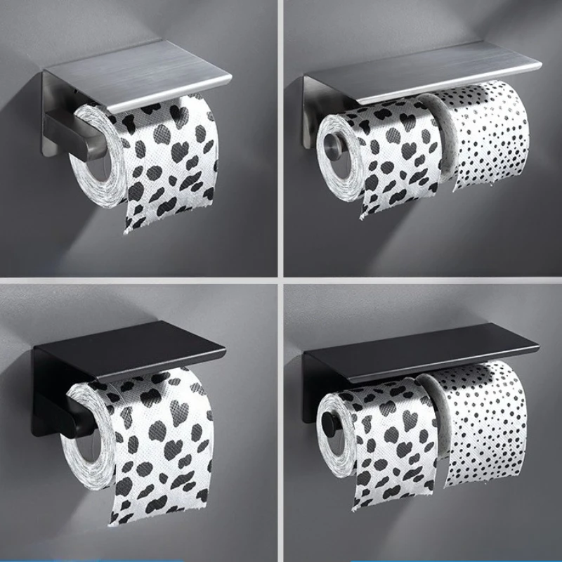 Hotel toilet paper holder 304 stainless steel perforated roll paper holder, black tissue holder for bathroom