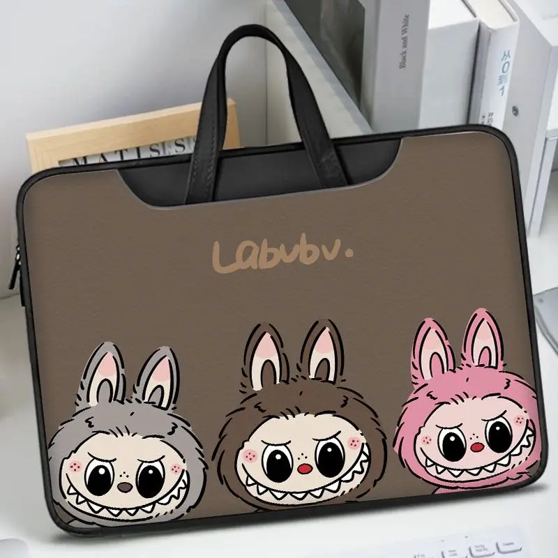 Labubu animation peripheral cartoon printed student portable shock-absorbing anti-fall high-looking PU computer storage bag gift