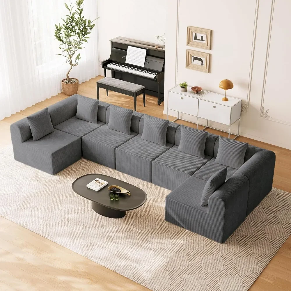 197.6'' L-Shape Modular Sectional Couch for Living Room with Deep Seat High Density Memory Foam Cloud Sofa Couch