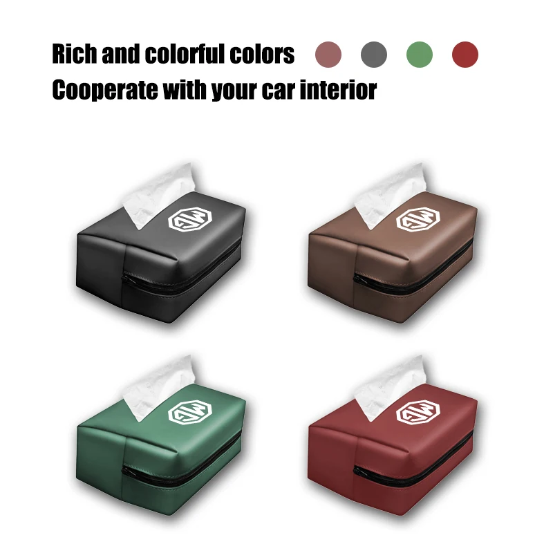 صندوق مناديل داخلي للسيارة من الجلد حقيبة ورق تواليت معلقة لـ MG HS MG4 EV Cyber X MARVEL R ZS ES5 ONE Cyberster MG3 MG5 MG7 MG6 #5