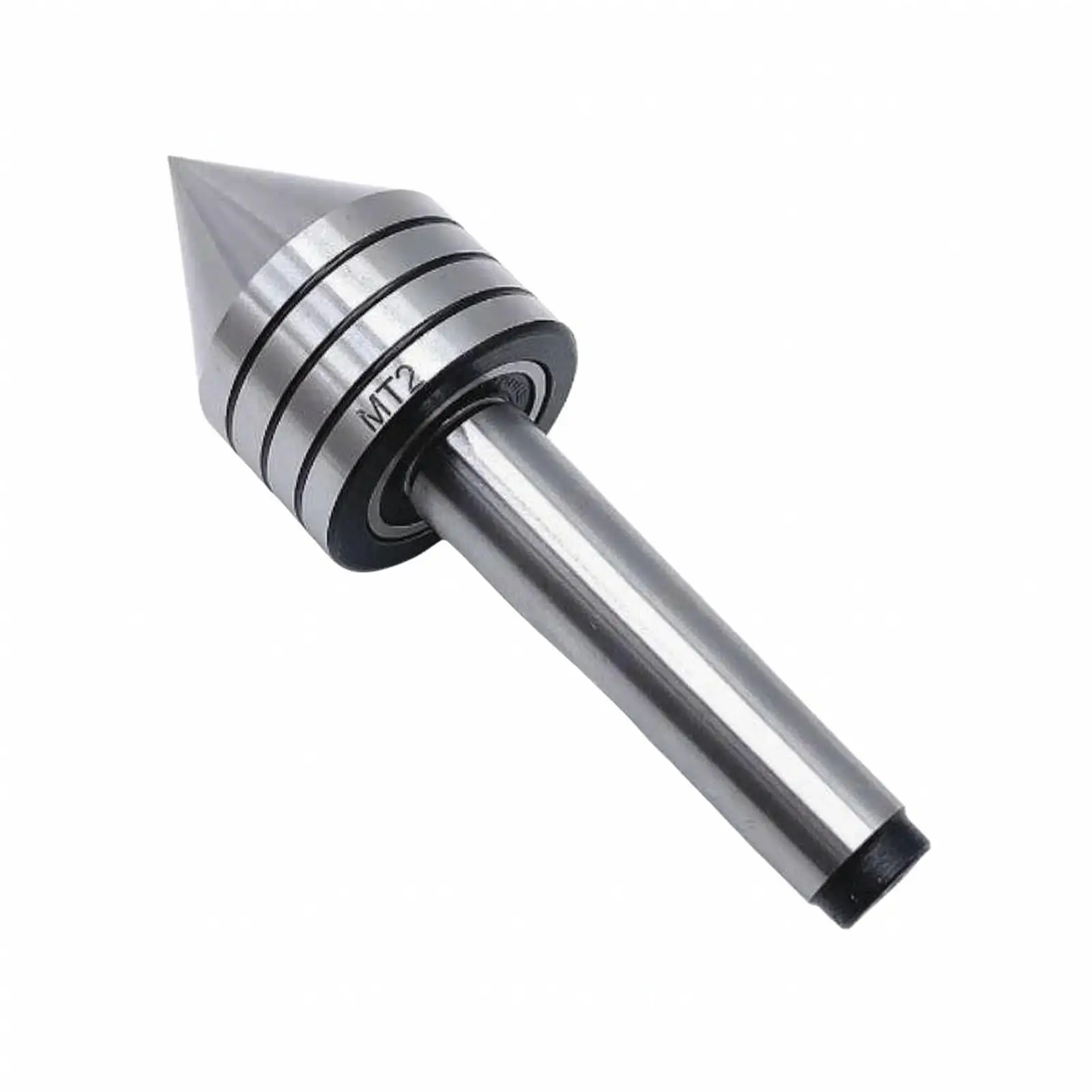 Woodturning Center with Conical Tip | Bearing-form body, silver luster Finish, rotating center, for Workshop