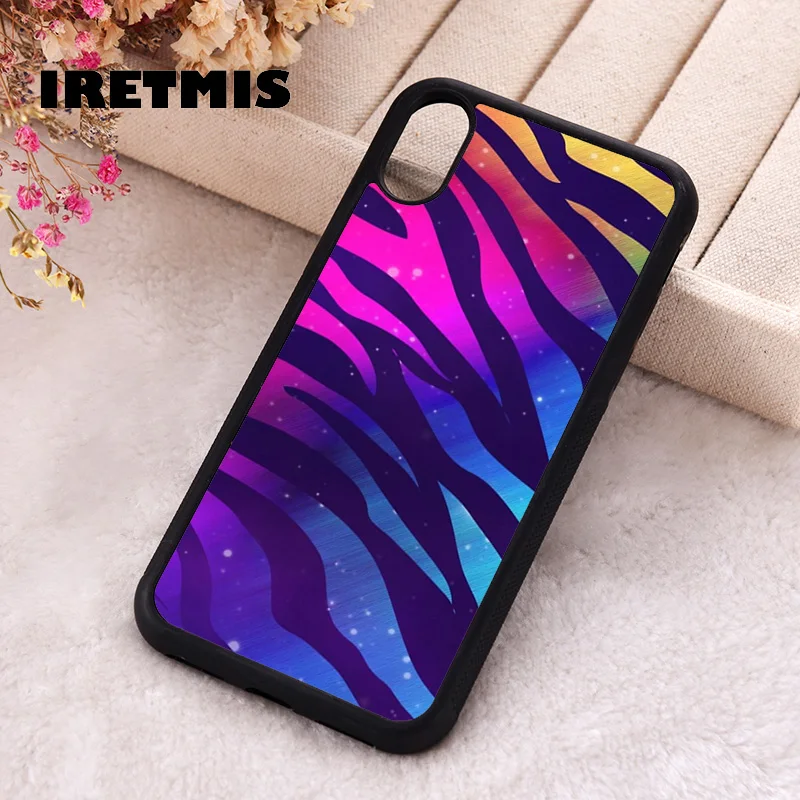 Iretmis Phone Cover Case For iPhone X XS Max XR 11 12 13 PRO MINI 14 15 16 Plus Rubber Silicone TPU Color Burst Zebra