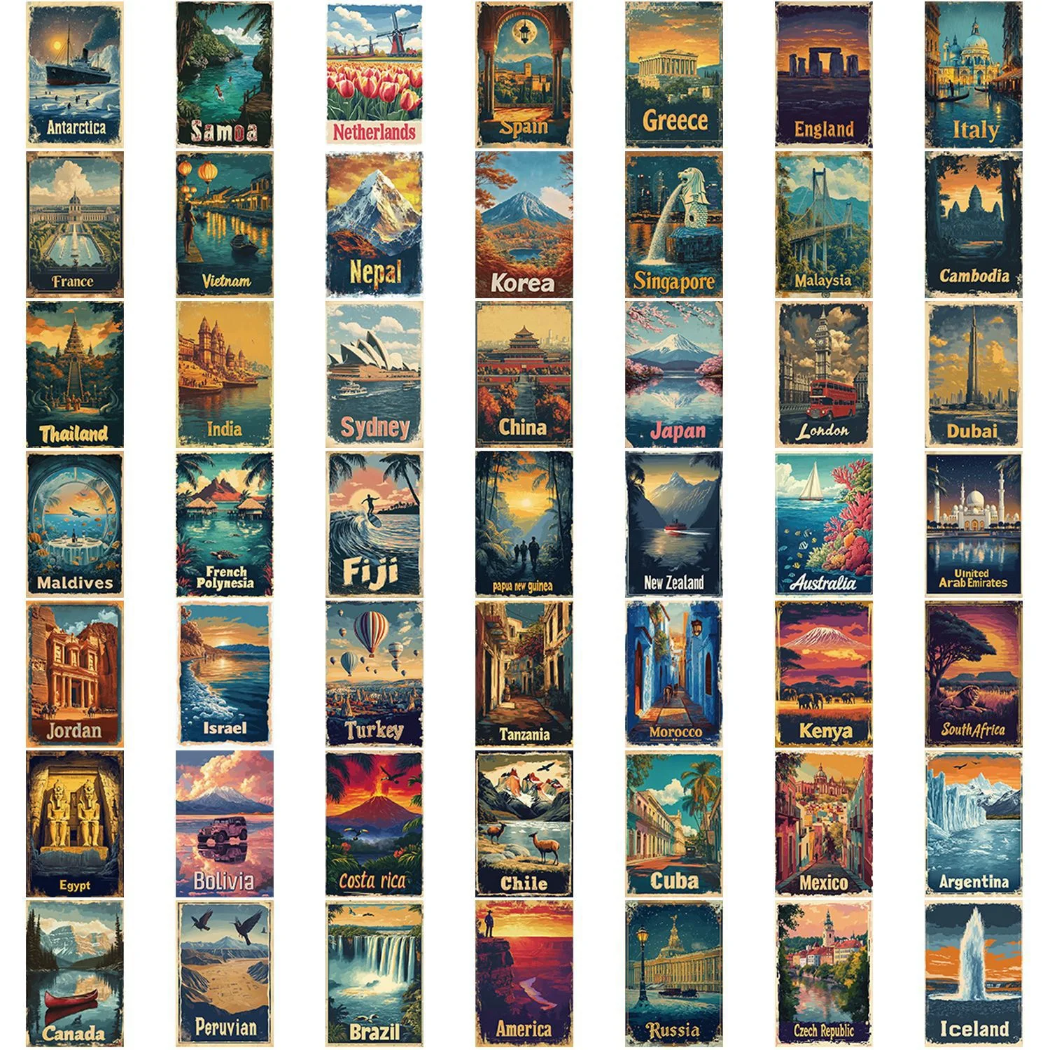 10/50PCS Vintageที่มีชื่อเสียงประเทศCity Travel Graffitiสติกเกอร์ทิวทัศน์ที่สวยงามโปสเตอร์Decalsแล็ปท็อปโทรศัพท์สติกเกอร์กันน้ํา